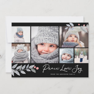 Cartes Pour Fêtes Annuelles Peace Love Joy Berry Christmas Multi-Photo Collage