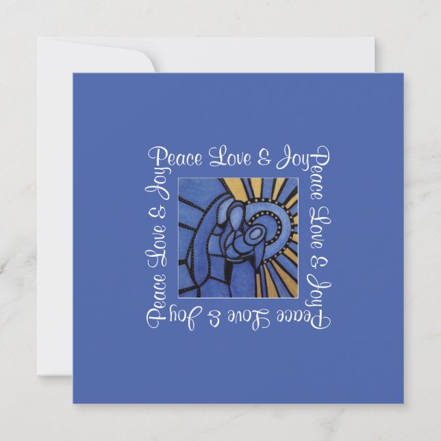 Cartes Pour Fêtes Annuelles Peace Love Joy Blue Holy Family Christmas Photo (Devant)