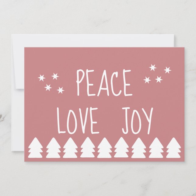 Cartes Pour Fêtes Annuelles Peace Love Joy |Carte de vacances rose pâle (Devant)