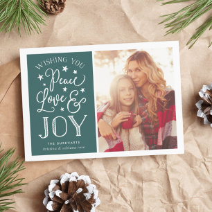 Cartes Pour Fêtes Annuelles Peace, Love & Joy   Holiday Photo Card