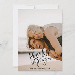 Cartes Pour Fêtes Annuelles Peace Love Joy Holidays Photo verticale Noir