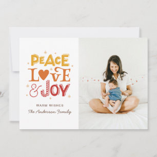 Cartes Pour Fêtes Annuelles Peace Love Joy. Photo de Noël d'hiver