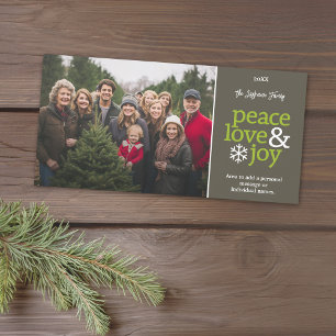Cartes Pour Fêtes Annuelles Peace Love & Joy - Photo moderne