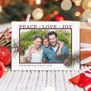 Cartes Pour Fêtes Annuelles Peace Love Joy Pine Cone Photo