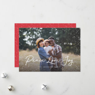 Cartes Pour Fêtes Annuelles Peace Love Joy Script Photo Neige