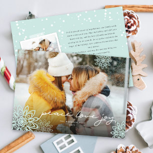 Cartes Pour Fêtes Annuelles Peace Love Joy Snowflakes Elégante photo de Noël