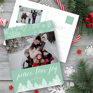 Cartes Pour Fêtes Annuelles Peace Love Joy Snowflakes Winter Wonderland Trees
