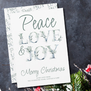 Cartes Pour Fêtes Annuelles Peace Love & Joy Typographie décorative Noël
