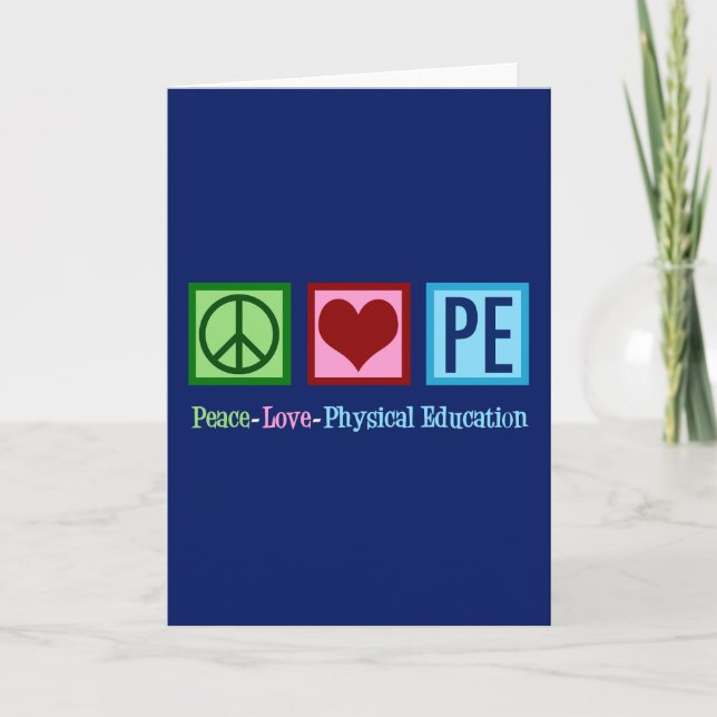 Cartes Pour Fêtes Annuelles Peace Love PE Enseignant Éducation physique Noël (Devant)