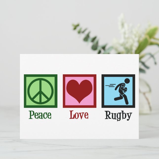 Cartes Pour Fêtes Annuelles Peace Love Rugby Team Noël (Debout devant)