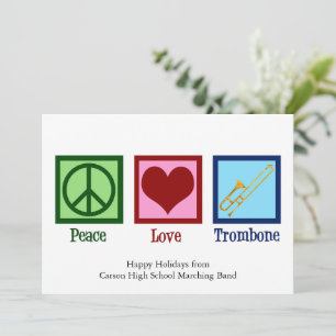 Cartes Pour Fêtes Annuelles Peace Love Trombone Player Cute Custom