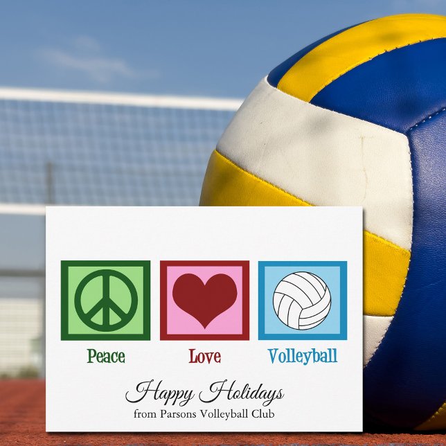 Cartes Pour Fêtes Annuelles Peace Love Volleyball personnalisable (Créateur téléchargé)