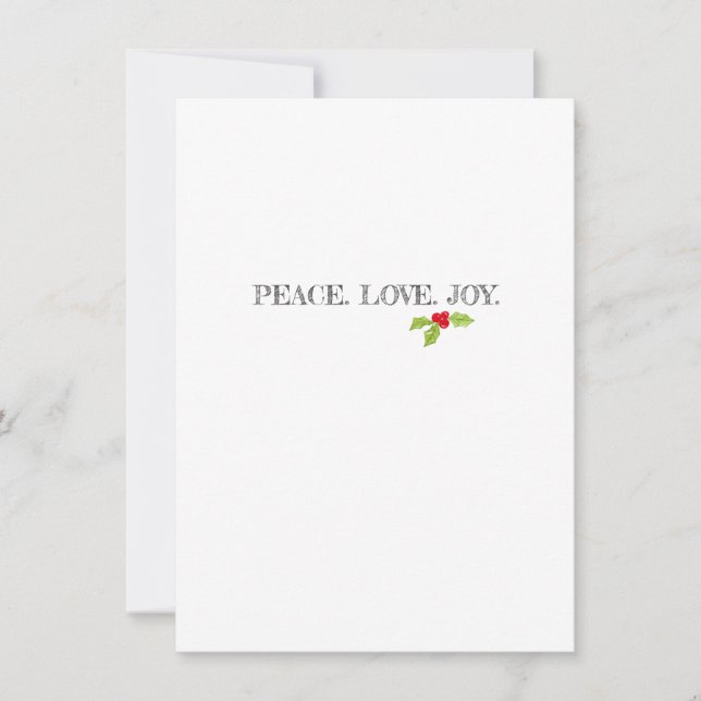 Cartes Pour Fêtes Annuelles Peace Loy Joy Holly Joyeux Noël Appartement (Devant)