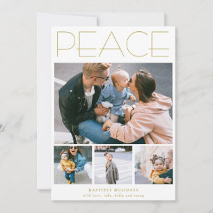 Cartes Pour Fêtes Annuelles PEACE Minimalist Four Photo Collage personnalisé