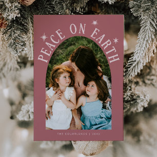 Cartes Pour Fêtes Annuelles Peace On Earth Arche Photo Noël rose