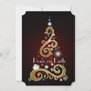 Cartes Pour Fêtes Annuelles Peace on Earth citation avec l'or sapin de Noël