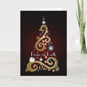 Cartes Pour Fêtes Annuelles Peace on Earth citation avec l'or sapin de Noël