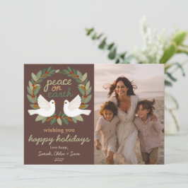 Cartes Pour Fêtes Annuelles Peace on Earth Doses Noël CUSTOM 3 PHOTO