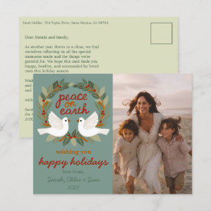 Cartes Pour Fêtes Annuelles Peace on Earth Doses Noël PHOTO PERSONNALISÉE