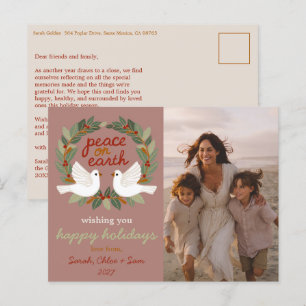Cartes Pour Fêtes Annuelles Peace on Earth Doses Noël PHOTO PERSONNALISÉE