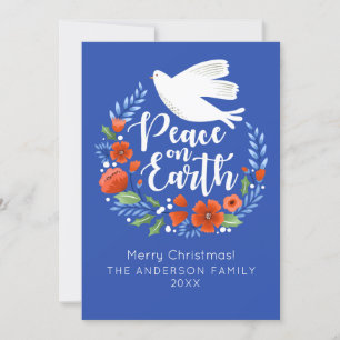 Cartes Pour Fêtes Annuelles Peace on Earth Floral Christmas Holiday Photo