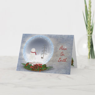 Cartes Pour Fêtes Annuelles Peace On Earth Snow Globe avec les neiges