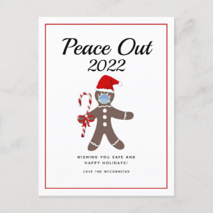 Cartes Pour Fêtes Annuelles Peace Out 2021 Funny Gingerbread Masque Noël