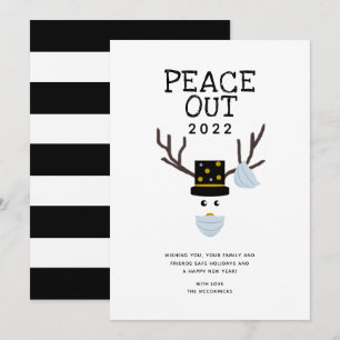 Cartes Pour Fêtes Annuelles Peace Out 2022 Drôle Nouvel An Face Mask Reindeer