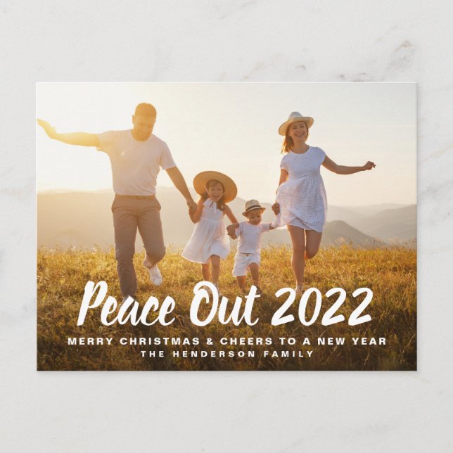 Cartes Pour Fêtes Annuelles Peace Out 2022 Photo Nouvel An de Noël (Devant)