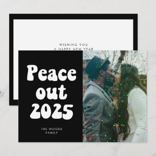 Cartes Pour Fêtes Annuelles Peace out 2025 Retro vintage photo du Nouvel An Ho