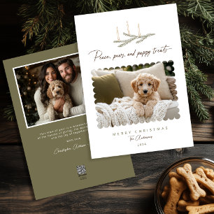Cartes Pour Fêtes Annuelles Peace Paws Chiot Traite Rustique Botanique Photo C