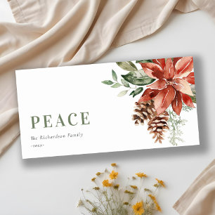 Cartes Pour Fêtes Annuelles Peace Poinsettia Bund'aquarelle Pine Noël