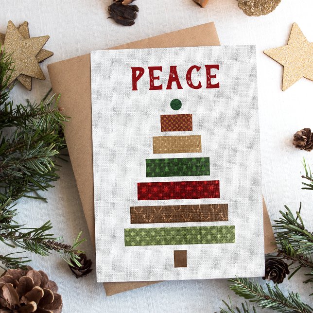 Cartes Pour Fêtes Annuelles Peace Rustic Burlap Arbre de Noël (Créateur téléchargé)
