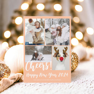 Cartes Pour Fêtes Annuelles Peach 5 photos applaudissent Bonne année 2024