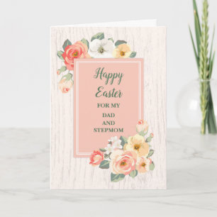 Cartes Pour Fêtes Annuelles Peach Flowers Happy Pâques papa et Stepmaman