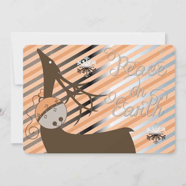 Cartes Pour Fêtes Annuelles Peach Jingle Bells Stripe Cerfs Noël (Devant)