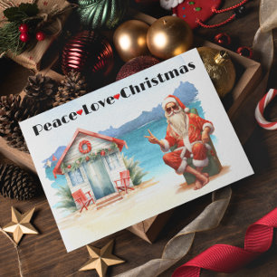 Cartes Pour Fêtes Annuelles Peach Love Christmas Père Noël Beach