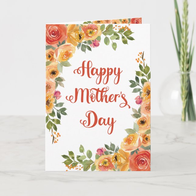 Cartes Pour Fêtes Annuelles Peach orange roses Bonne fête des mères (Devant)
