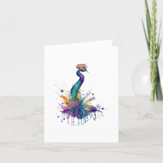 Cartes Pour Fêtes Annuelles Peacock A Bird Portrait en Aquarelles & Stylo