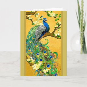 Cartes Pour Fêtes Annuelles Peacock bleu indien vintage