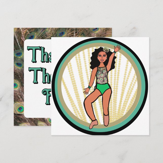 Cartes Pour Fêtes Annuelles Peacock Dancer B (Devant / Derrière)