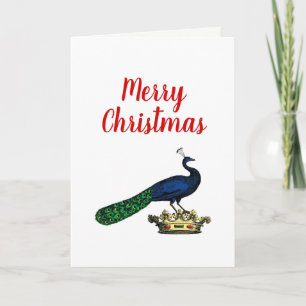 Cartes Pour Fêtes Annuelles Peacock héraldique Vintage stylisé sur Couronne C