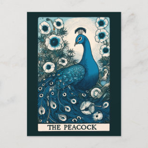 Cartes Pour Fêtes Annuelles Peacock Tarot Card Art paons Art Turquoise