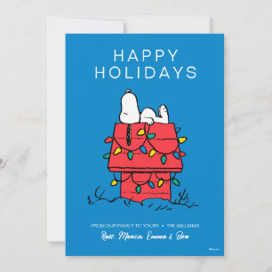 Cartes Pour Fêtes Annuelles Peanuts   La maison de Snoopy avec lumières