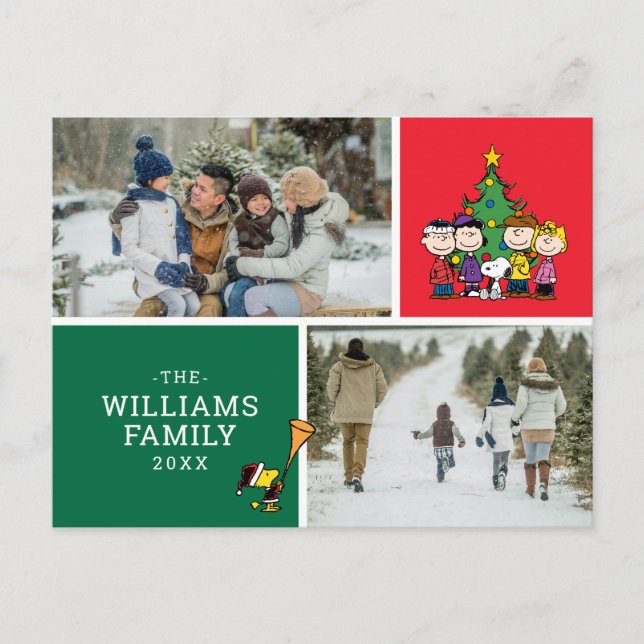Cartes Pour Fêtes Annuelles Peanuts Noël Famille Photo Collage (Devant)