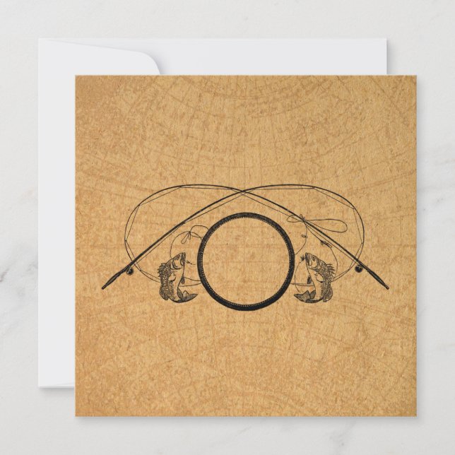 Cartes Pour Fêtes Annuelles Pêche à la mouche Antique FIshing Rods Illustratio (Devant)