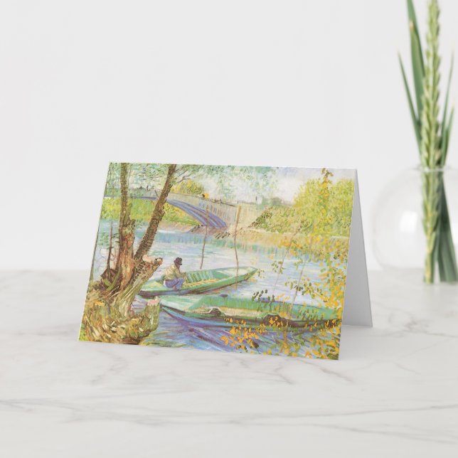 Cartes Pour Fêtes Annuelles Pêche au printemps par Vincent van Gogh, Noël (Devant)