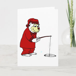Cartes Pour Fêtes Annuelles Pêche sur glace de l'ours polaire