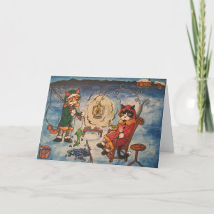 Cartes Pour Fêtes Annuelles Pêche sur glace de nuit