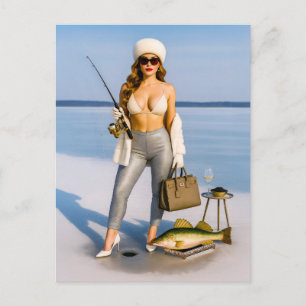 Cartes Pour Fêtes Annuelles Pêche sur glace glamour avec caviar et champagne